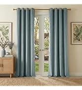 NICETOWN 100% Blackout Blue Velvet Curtains 84 inch Long for Bedroom, Stone Blue Elegant Room Dar...