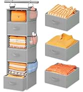 Pipishell 6-Shelf Hanging Closet Organizer, with 3 Detachable Drawers & Side Pockets, Closet Orga...