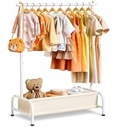 MISSLO Kids Clothing Rack with Basket Small Dress Up Storage Short Toddler Dress Up Rack Kids Clo...