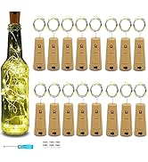 VOOKRY Wine Bottle Lights with Cork, 16 Pack 20LED Fairy Lights Battery Operated Mini Copper Wire...