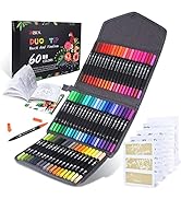ZSCM Duo Tip Brush Coloring Pens,60 Colors Art Markers,Fine & Brush Tip Pen for Kids Adults Color...