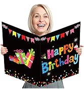 party greeting Jumbo Birthday Card Giant Guest Book Black Happy Birthday Party Decorations Suppli...