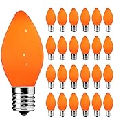 SOTOPOO Ceramic Orange LED Light Bulb, 25 Pack C7 E12 Bulbs, Perfect for Christmas Halloween Indo...