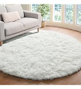ONASAR Cream White Round Area Rug 4ft, Fluffy Ultra Soft Bedroom Circle Rugs Floor Mat for Kids G...