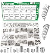 Aienxn 710PCS Metric +SAE 304 Set Screw Assortment Kit, Hex Socket Head Cup Point Set Screws, All...