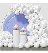 KAWKALSH Pearl White Balloons Different Sizes for Garland Arch, 134pcs Premium Party Latex Balloo...
