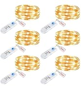Minetom 6 Pack Fairy Lights Battery Operated String Lights with Timer - 7ft 20 LED Waterproof Sil...