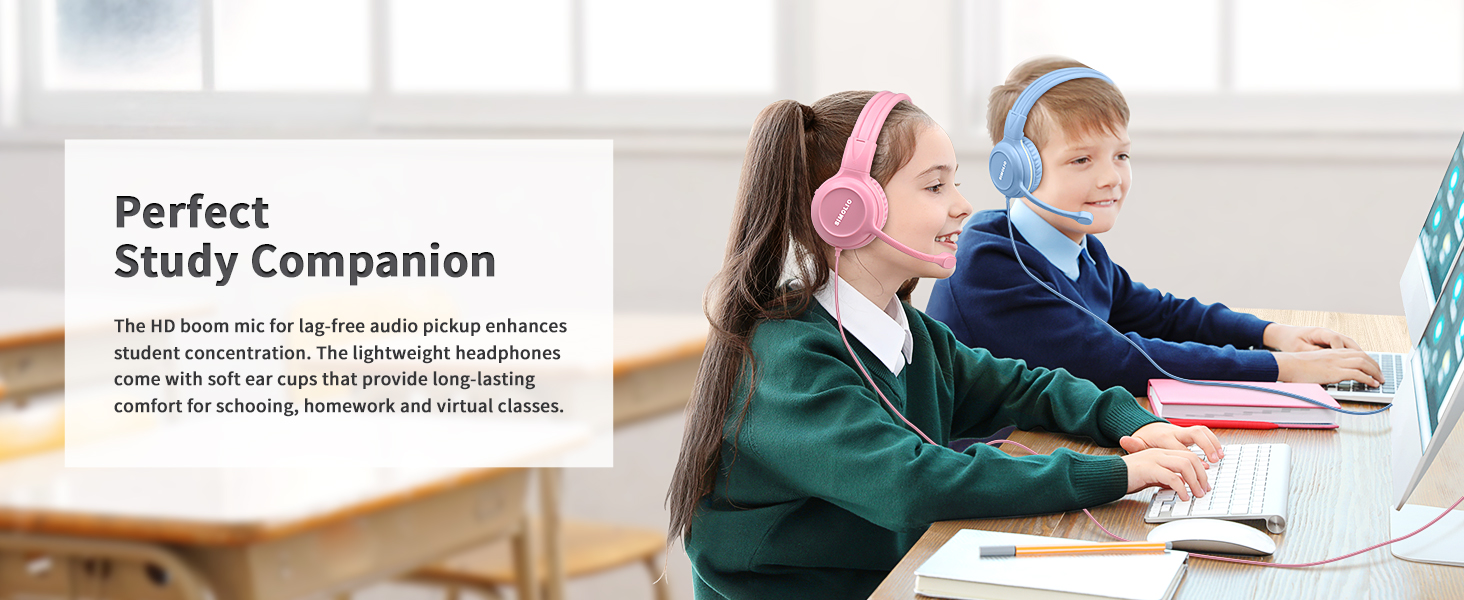 Wired Headphones with Microphone for Study