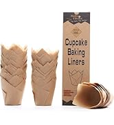 Bake Choice 200pcs Natural Tulip Cupcake Liners for Baking Cups Unbleached European Parchment pap...