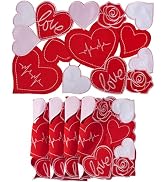 Haakong Valentine’s Day Placemats Set of 4 Embroidered Leaves Placemats for Home Kitchen Dining T...