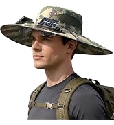 Solar Powered Fan Hat with 2 Removable Fans, Wide Brim Sun Hat, UPF 50+ Bucket Fishing&Beach Hat,...