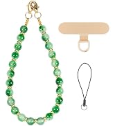 CH.yishi Gemstone Beaded Phone Charm Wrist Strap with Steel Cable Core Stringing, Detachable Phon...