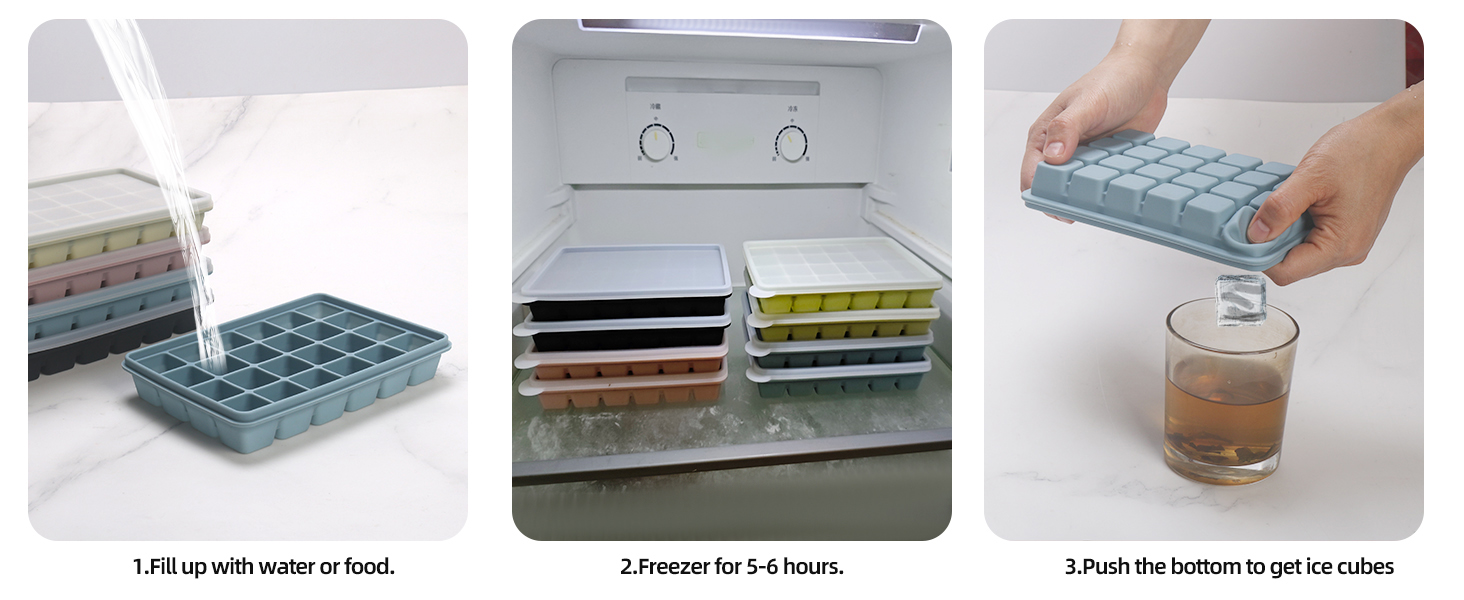 Silicone Ice Cube Trays with Lid