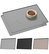 YINEYA 2 Pack Silicone Dog & Cat Food Mat Waterproof 18" x 12", Raised Edge Dog Bowl Mat for Food...