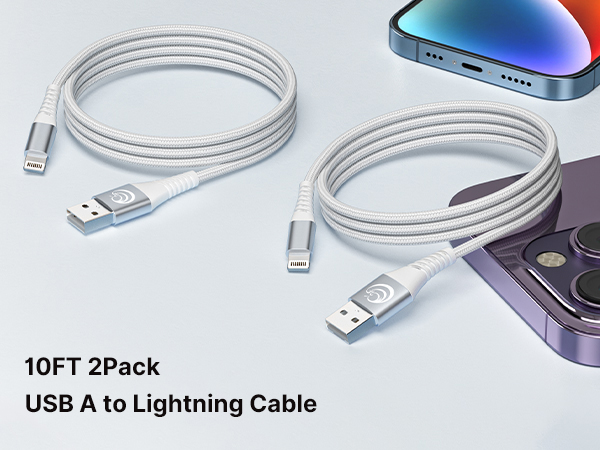 2Pack 10FT Long Lightning Cable