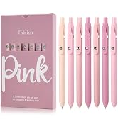 thinkor Gel Pens, 7 Pcs 0.5mm Quick Dry Black Ink Pens Fine Point Smooth Writing Pens, Cute Offic...