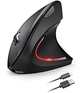 TECKNET Ergonomic Mouse, Rechargeable Vertical Ergo Mouse Wireless, Silent 2.4GHz 6 Buttons Optic...
