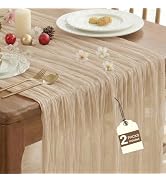 IVAPUPU Nude Table Runner 120 Inches for Wedding Birthday Party Home Decor | 2 Pcs Boho Gauze 10F...
