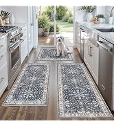 Kitchen Rug Sets 3 Piece Non Skid – Washable Small Kitchen Rugs and Runner Set for Sink Entryway ...