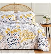 EXQ Home Quilt Set Full Queen Size Print 3 Piece,Lightweight Soft Coverlet Modern Style Colored L...