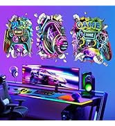 decalmile 3D Game Wall Decals Colorful Gamer Controller Video Gaming Joystick Wall Stickers Boy B...