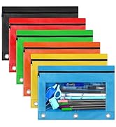 Gloween Pencil Pouch for 3 Ring Binder, 6 Pack Zipper Pencil Pouches/Case in Assorted Color, Dura...