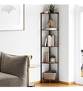 SUNMORY 5 Tier Corner Shelf Stand,Industrial 65" Corner Shelves Display Shelf for Living Room Dec...