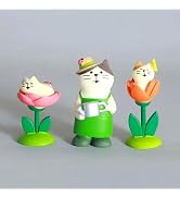Miniature Cat Garden Figurines Set, 3 Pieces, 2.2 Inch Resin Flower Kitty Ornaments, Home Office ...