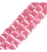 HAAMIIQII 45pcs 8mm Pink Cat Eye Beads Round Loose Gemstone Beads for Jewelry Making Strand 15 Inch