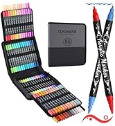 TOSHARE 80 Colors Acrylic Paint Markers - Paint Pens Waterproof Dual Tip Acrylic Markers with Bru...