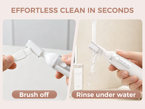 EFFORTLESS CLEAN IN SECONDS Brush off Rinse under water