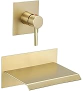 BWE Wall Mount Bathtub Faucet Brushed Gold Single Handle Modern Bathtub Faucet with Rough in Valv...