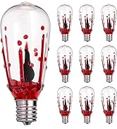 Halloween Flicker Flame Light Bulbs, ST40 Bloody Drop Replacement Bulbs with Orange Red Flickerin...