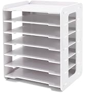 SONGWAY Paper Storage Organizer for Desk - 7 Tier Horizontal Paper Sorter Organizer, Letter Mail ...
