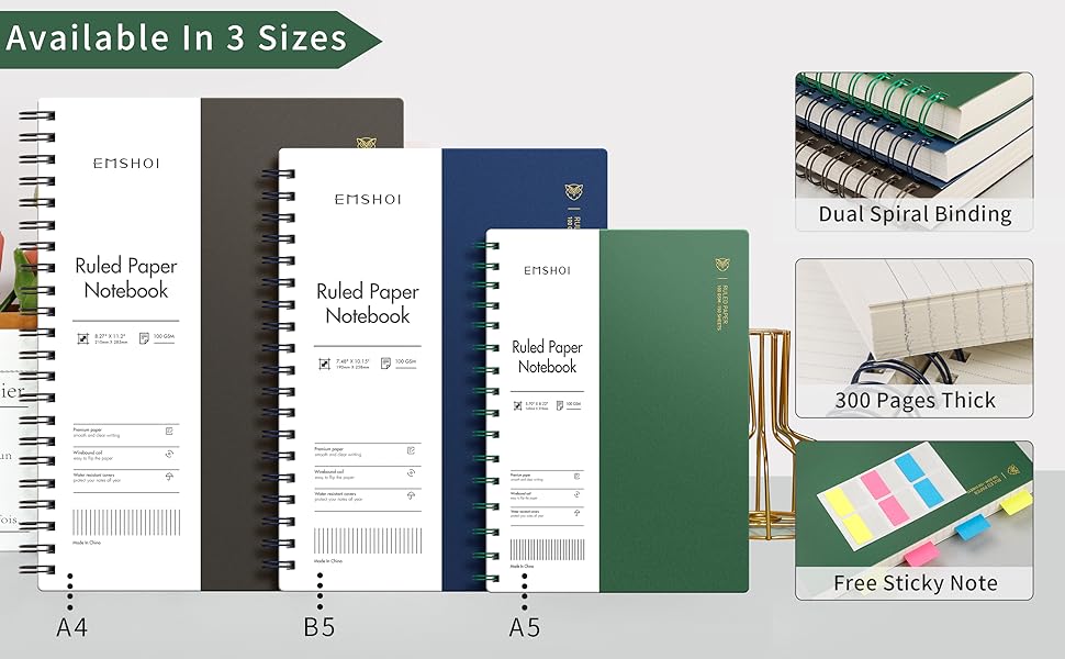 a5 spiral bound notebook college ruled lined journal composition books work writing note taking