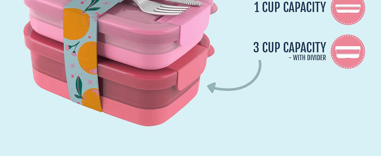 ello bento lunch stack 1 and 3 cup capacity