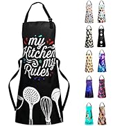 Sosolong Adjustable Waterproof Apron Bib Apron with 2 Pockets Cooking Kitchen Aprons for Women Me...