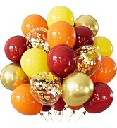 Haolongfa Fall Thanksgiving Balloons, 50 Pcs 12 In, Autumn Party Decor | Burgundy Gold Orange Yel...