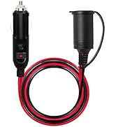 SinLoon 11.5 ft Car Cigarette Lighter Battery Charger Cable,12V 15A Cigarette Lighter Plug Male t...