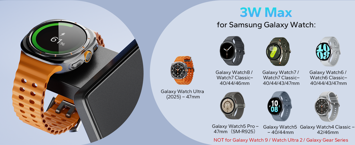3in1 wireless charging dock for samsung galaxy watch