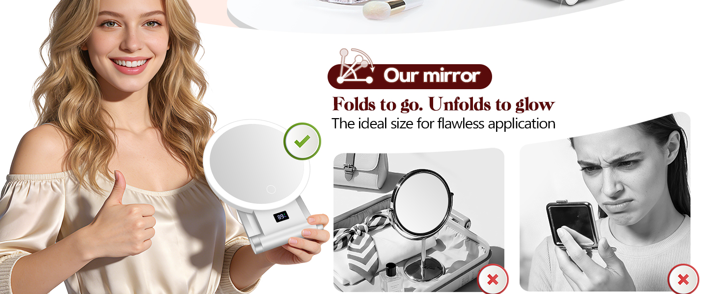 travel mirror with light