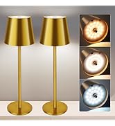 Gold Cordless Table Lamp Set of 2 - 8-20 Inches Adjustable Height, 5000mAh Rechargeable Battery L...