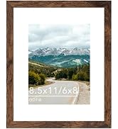 QOTIB 8.5x11 Picture Frame with 6x8 Mat, Display 6x8 with Mat or 8.5x11 Without Mat, Wood 8.5 by ...