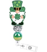 St Patrick's Day Badge Reel - Cosmisun Gnome Lucky Badge Reels Retractable Shamrock Acrylic Badge...