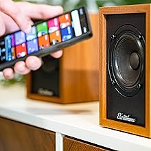 Electrohome Huntley Powered Bookshelf Speakers with Built-in Amplifier and 3" Drivers for Turntable