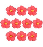 HOMSFOU 10pcs Artificial Hibiscus Flowers Hawaiian Faux Hibiscus Flowers Tropical Faux Floral Hea...