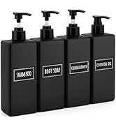 Segbeauty Bathroom Soap Dispenser Set, 4 Pack of 16.9oz Shower Bottles Refillable with Labels, 50...