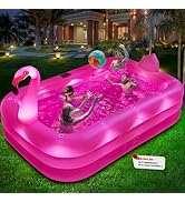Inflatable Pool with Lights, Solar Flamingo Swimming Pool for Kids,Adults Inflatable Blow up Pool...