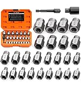 XEWEA Upgrade Screw Extractor Set, 27 PCS 3/8" Inch Drive Easy Out Bolt Extractor Set, Multi-Spli...