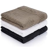 ZHAYAO 3 Pack 100% Cotton Wash Cloths, 13 x 13 inch Highly Absorbent and Soft Feel Fingertip Towe...